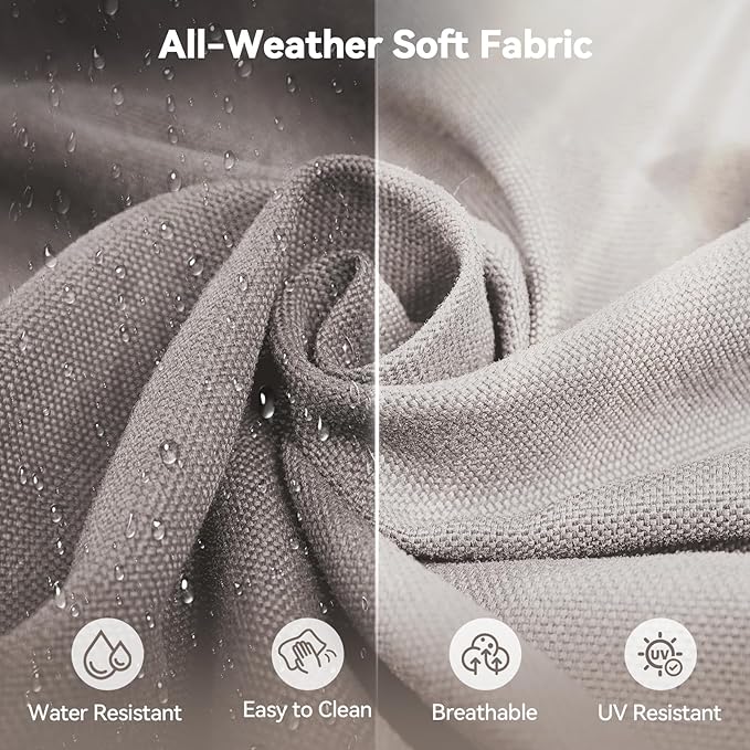 Luxury 6" Outdoor Cushions for Patio Furniture, 24x24x6" Thick Seat Cushion Set of 8, Fade Resistant Couch Chair Replacement Cushions High Density Deep Wicker Chair Cushion w/ Removable Cover, Beige