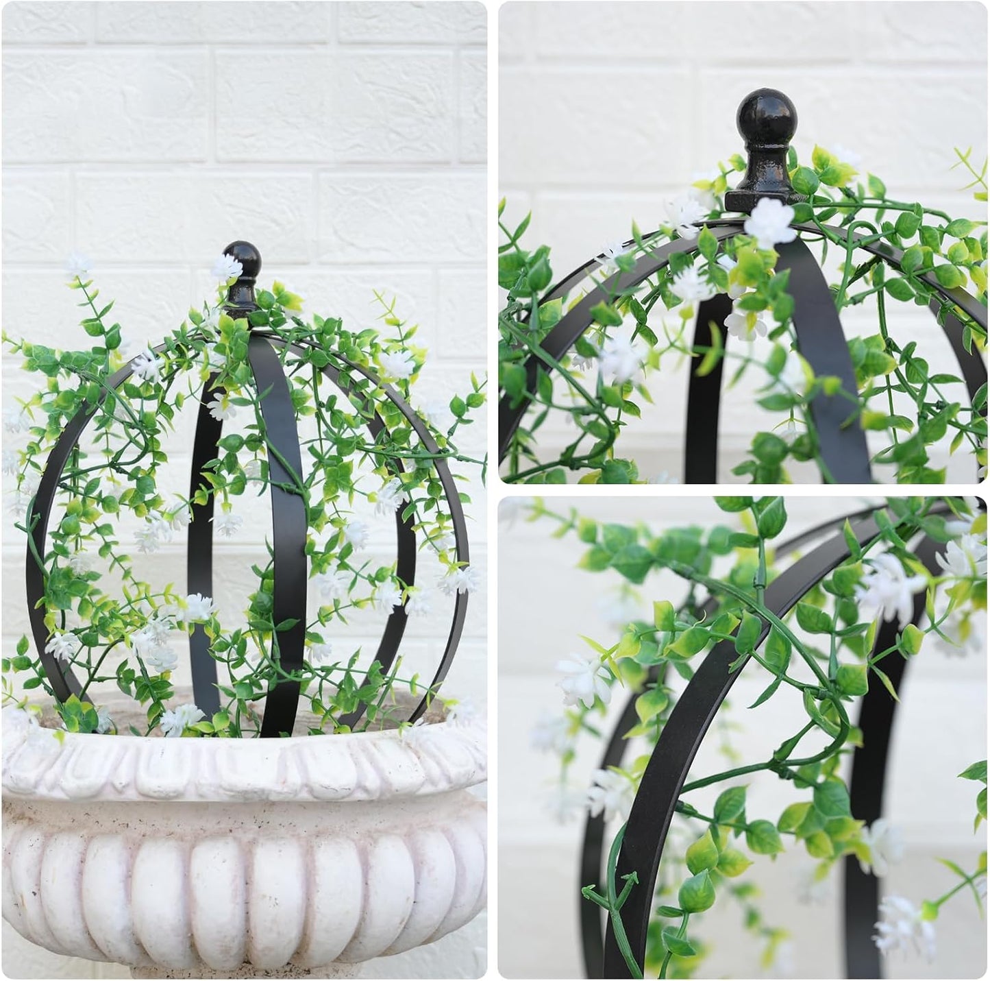 Metal Garden Trellis - 12.6" x 17.5" Durable Black Powder Coated Obelisk for Climbing Plants, Ideal for Roses, Vines, and Flowers - Easy Assembly for Indoor & Outdoor Use