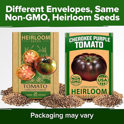 HOME GROWN 𝗨𝗦𝗔 𝗣𝗥𝗘𝗠𝗜𝗨𝗠 Cherokee Purple Tomato Seeds 1 Pack (Solanum lycopersicum) - 106 Seeds, 𝗡𝗢𝗡-𝗚𝗠𝗢 Tomato for Planting - Heirloom Vegetable Seeds with High Germination Rate