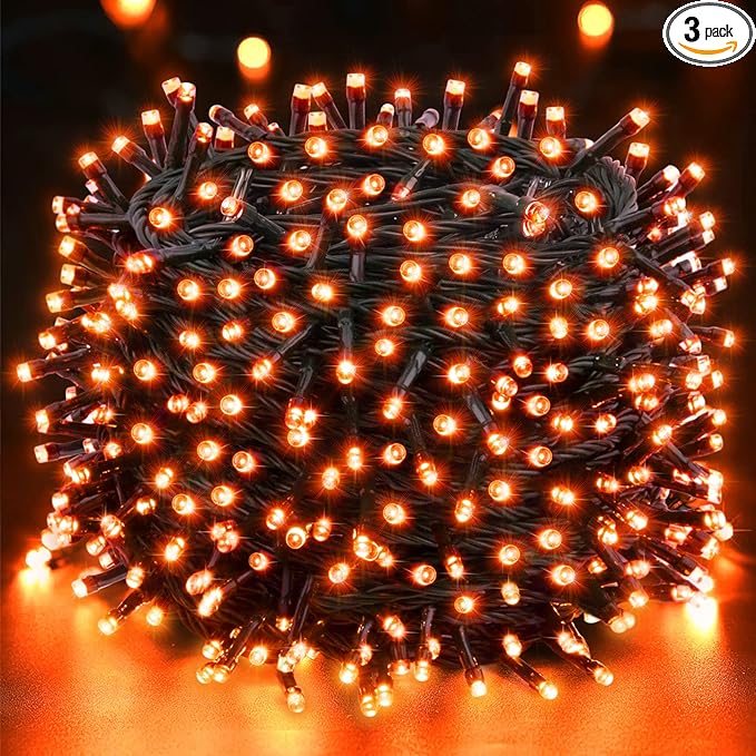 Techip Halloween Lights Orange String Lights Outdoor Indoor Waterproof 300LED Incandescent Mini String Lights 108FT Halloween Decorations for Tree Garden Party Carnival Thanksgiving Christmas Decor