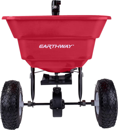 EarthWay Products 2050TP 80lb Towable Broadcast Spreader - Pull Behind Spreader, ATV Spreader for Lawn Mower - Adjustable Fertilizer and Seed Spreader with Easy Flow, Durable Frame