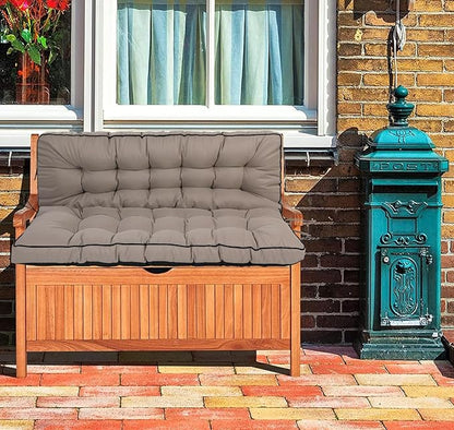 Swing Replacement Cushions with Backrest, 2 or 3 Seater Waterproof Non-Slip Overstuffed Swing Pad, Indoor/Outdoor Bench Cushion for Porch Chair Swings Garden Furniture (Khaki, 40 * 55 in)