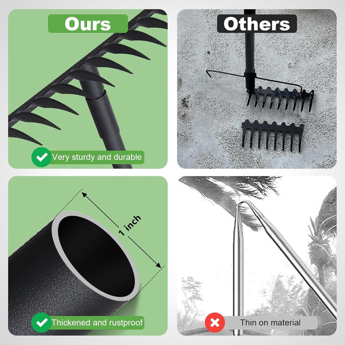 Pragmatist Bow Rake Heavy Duty 60" Metal Head Garden Rake with Adjustable Stainless Steel Handle Garden Tool for Loosening Soil Leveling Mulch Gathering Leaf