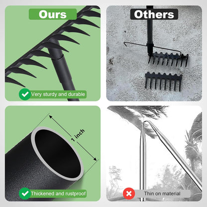 Pragmatist Bow Rake Heavy Duty 60" Metal Head Garden Rake with Adjustable Stainless Steel Handle Garden Tool for Loosening Soil Leveling Mulch Gathering Leaf