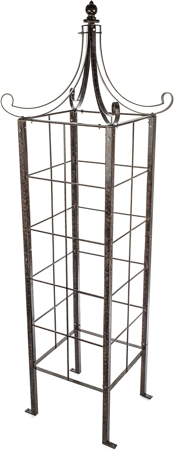H Potter Trellis Obelisk for Climbing Plant Large Garden Wrought Iron Ornamental for Patio Deck