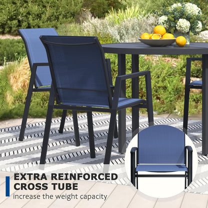 Outdoor Patio Chairs Set of 2, Blue Stackable Outdoor Chairs, Lightweight Patio Set with High Back, Metal Dining Chair for Lawn, Garden, Yard and Deck