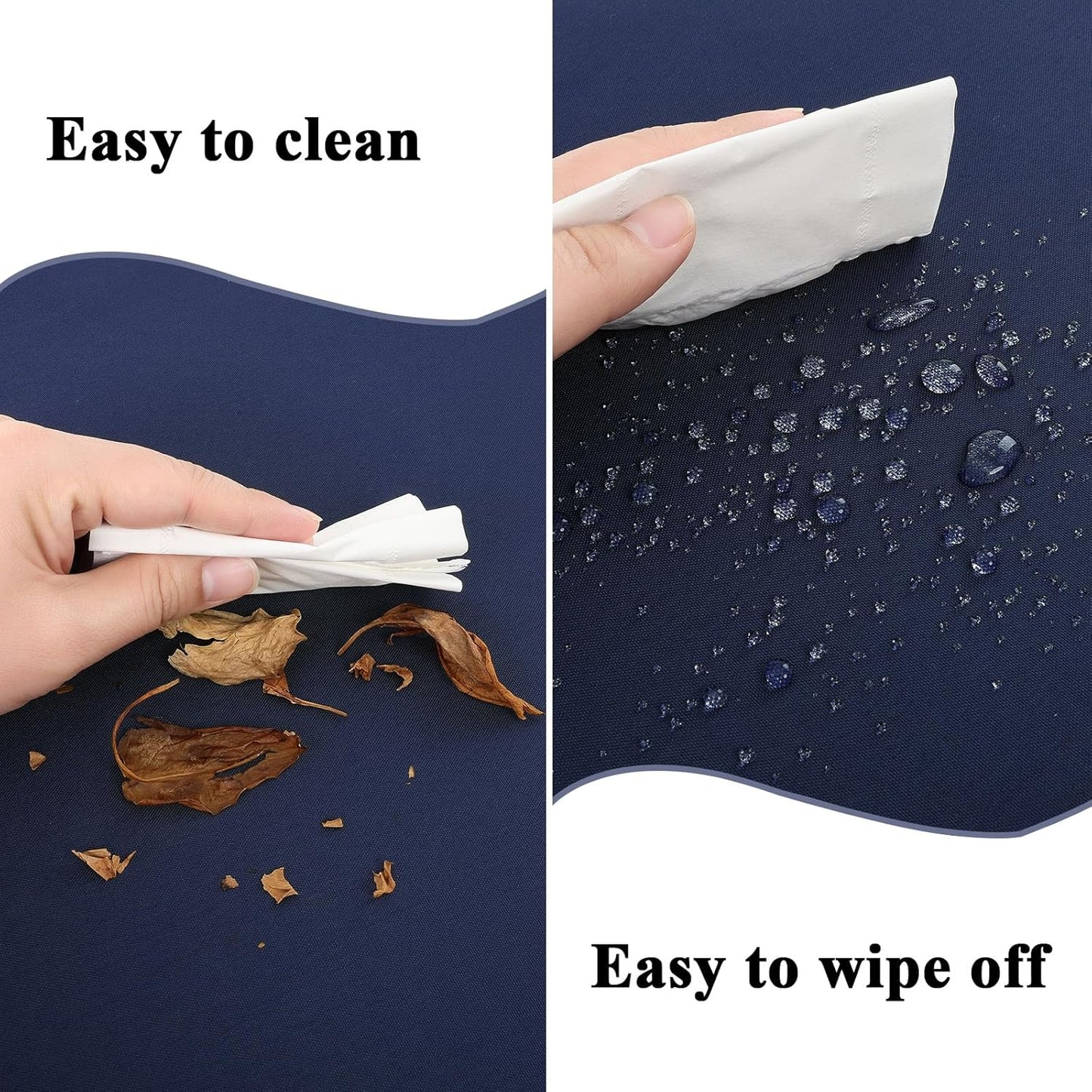 Outdoor Chair Cushions Set of 2, Waterproof Foam Patio Seat Cushions with Ties for Garden Sofa & Dining Furniture, 3-Year Color Fastness, 16x17x2 Inch, Blue