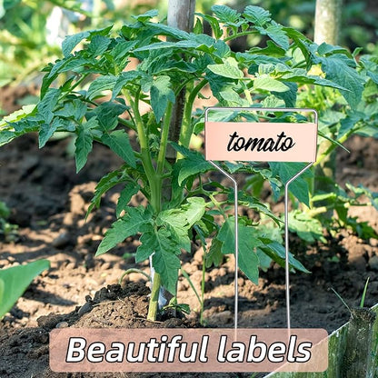 32 Pack 10 Inch Silver Copper Metal Plant Labels, Garden Stake Tags, Reusable Waterproof Planting Markers