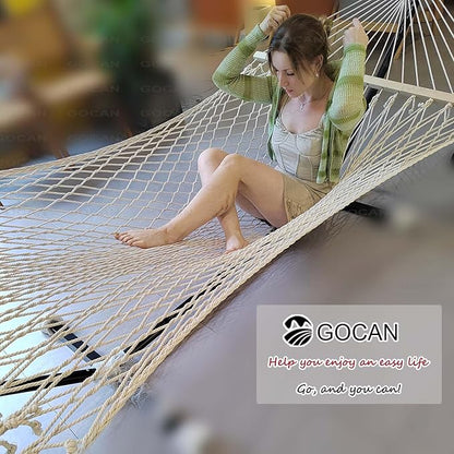 Mesh Hammock,Cotton Rope hammocks with Chains Hooks Tree Straps fit Stands from 9' to 15' for Outside Indoor Patio Yard