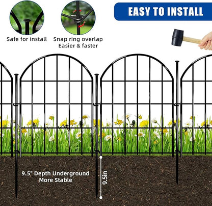 26 Pack Decorative Garden Fence, 17in X 28ft Arched No Dig Fence Border, Garden Edging Border, Rustproof Metal Animal Barrier with Ground Stake for Dog, Rabbit, Outdoor Yard Patio Decor