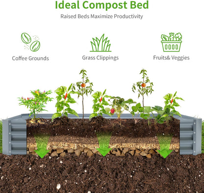 Land Guard 8×4×1ft Galvanized Raised Garden Bed Kit for Vegetables, Galvanized Large Metal Planter Raised Garden Boxes Outdoor(Modern Grey)……