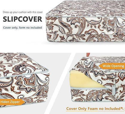 Porch Shield Outdoor Cushion Slipcovers Patio Chair Seat Cushion Covers Set 4 Waterproof Fade Resistant 19 x 19 x 4 inch, Paisley