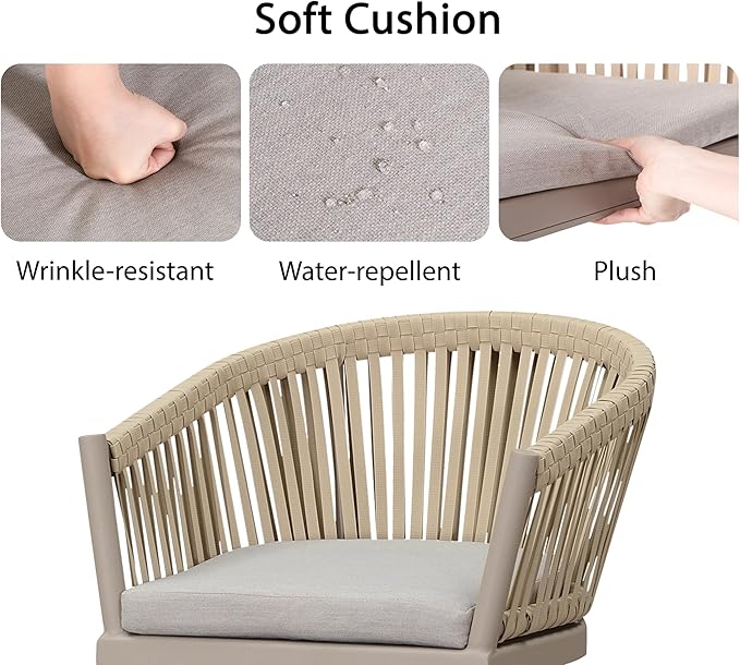 PURPLE LEAF 11 Pieces Outdoor Dining Set with Patio Aluminium Dining Table and Wicker Rattan Chairs Modern Furniture Cushions Sets for Backyard Indoor Decor Kitchen Champagne