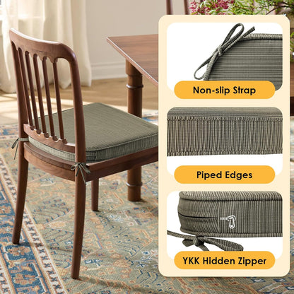 Outdoor Outdoor Round Corner Seat Cushion, 17"x16"x2", Set of 4, Non Slip Seat Cushion Pads with Removable Cover for Patio Furniture, Garden Yard Lawn, Dark Black Tan Stripe