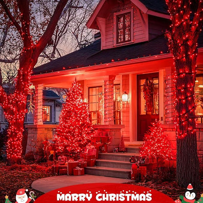 JMEXSUSS 2 Pack Red Christmas Lights Outdoor, Total 200 LED 66 FT Red Solar Lights for Outside, Solar String Lights Outdoor for Christmas Tree Yard Garden Decor