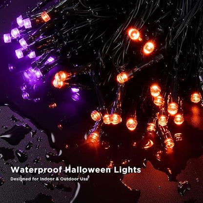 BlcTec Halloween Lights 500 LED 174FT Halloween String Lights with 8 Modes, UL Certified, Connectable, Waterproof, Timer for Indoor Potdoor Yard, Porch, Trees, Haunted House Decorations, Orange Purple