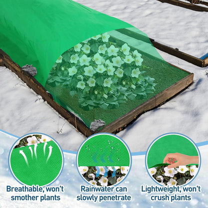 2.0oz/yd² Plant Covers Freeze Protection - 10 x 12 ft Easy of Use Green Winter Plant Frost Blanket Shield for Raised Beds, Reusable Garden Fabric Cloth Floating Row Cover for Outdoor Plants, Small