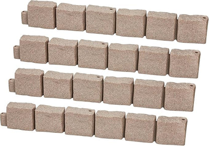 VEVOR Faux Stone Landscape Edging, No Dig Garden Edging Border, Flexible Blocks for Lawn Edging, Flower Beds, Driveway, Yards with 12 Spikes, 4 Pack 24 Bricks 16FT Kit, 46.9" Lx 4" W x 6" H, Beige