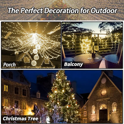 2 Pack Solar Christmas Lights Outdoor, 72FT 200 LED Solar String Lights with 8 Lighting Modes, IP65 Waterproof Solar Lights Outdoor for Xmas Garden Party Tree Decor