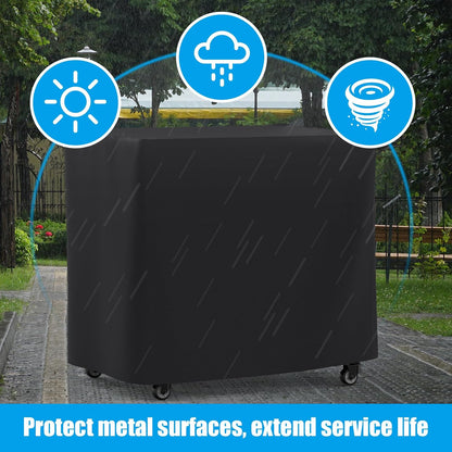 LS'BABQ Pizza Oven Table Cart for Ooni, Ninja Woodfire, Blackstone Grill Stand, Outdoor Grill Cart with Wheels, Stainless Steel Rolling Trolley Kitchen Cooking Food Prep and Work Cart Table with Cover