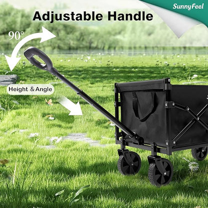 SUNNYFEEL 330lbs Wagons Carts Foldable,Heavy Duty Collapsible Folding Wagon Carts with Wheels,Lightweight Fold Up Wagon Cart for Outdoor Camping Shopping Sports Beach Garden Grocery