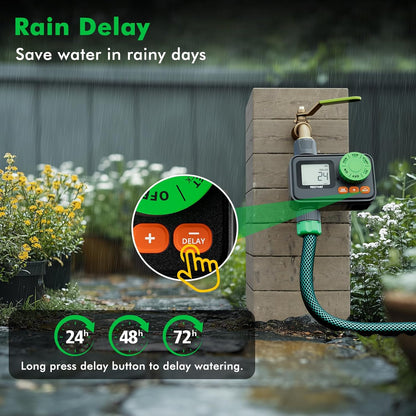RESTMO Sprinkler Timer, Programmable Water Timer for Garden Hose, Automatic Control | Manual ON/Off | Rain Delay for Outdoor Faucet, Drip Irrigation and Lawn Watering System
