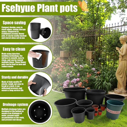 3 Gallon Nursery Pots Plastic Container Injection Molded Pot for Plants Flexible with Drainage Holes Suitable for Plants Soil Growers or Hydroponics Black 10 Pcs