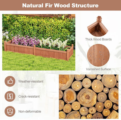 Giantex Wood Raised Garden Bed, Planting Bed with Corner Drainage, Non-Woven Liner for Growing Vegetables, Flowers, Herbs, Fruits, 89”x23.5”x16” Divisible Planter Box for Backyard, Garden, Lawn