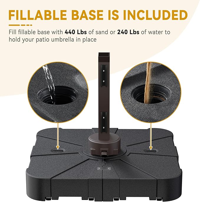 10x13 FT Cantilever Patio Umbrella with Base Included Double Top Outdoor Rectangular Large Heavy Duty Aluminum Offset Umbrellas with 7 Level Tilt 360-degree Rotation for Pool Garden Deck, Beige