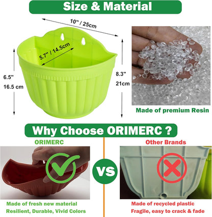 ORIMERC 6 Pcs Colorful Resin Wall Hanging Planter Pot Vertical Garden Living Wall Mount Window Hang Indoor Outdoor for Kitchen Herb Balcony Railing Shelf Fence Bedroom Trellis Décor