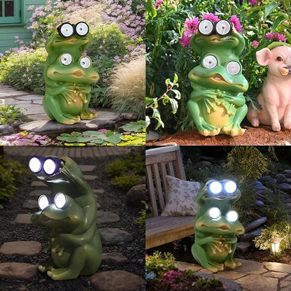 Garden Decor Outdoor Statue Yard Frog Solar Figurines Patio Art Home Outside Decorations Lawn Ornaments Gardening Gifts Ideas for Mom Mother Grandma Women Wife Sister