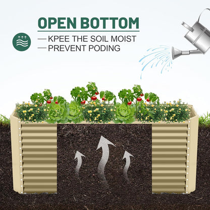 Land Guard 6x3x3ft Rectangular Galvanized Raised Garden Beds, Large-Capacity Metal Planter Box Outdoor, Durable Deep Raised Garden Bed 3ft Tall, Raised Beds for Gardening Vegetables, Cream Yellow
