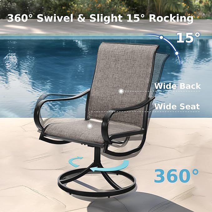 MFSTUDIO Outdoor Patio Dining Set for 4, Patio Table and Chairs Set for Deck/Backyard/Poolside/Garden, 5 Piece Patio Furniture Set with Umbrella Hole