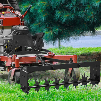 32 Inch Tow Behind Lawn Plug Aerator, Steel Body,2 Inch Deep Penetration,Designed to Be Towed Behind Lawn and Garden Tractors,Black