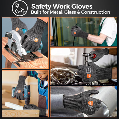 Donfri A9 Cut Resistant Work Gloves for Men - Steel + HPPE Hybrid Safety Gloves for Men, ANSI Cut Level 9 Protection Flexible for Metal Glass Wood Construction Fishing