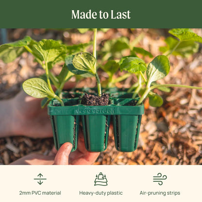 Vego garden Standard Seedling Trays Without Lids, 32 Pack for Seedlings Reusable Propagator Growing Starter Tray, Germination Trays Kit for Greenhouse/Garden (8-Cell per Tray)