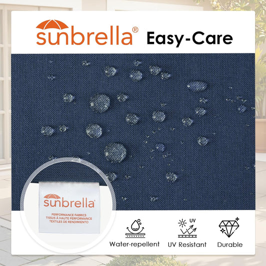 Outdoor Sunbrella Round Corner Seat Cushion, 17"x16"x2", Set of 4, Non Slip Seat Cushion Pads with Removable Cover for Patio Furniture, Garden Yard Lawn, Specrtum Indigo