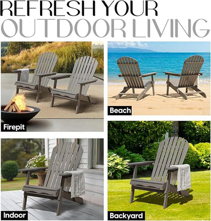 IDZO Outdoor Adirondack Chair Set of 2, Pre-Assembled Backrest, Patio Furniture Set, Outdoor Furniture for Garden, Porch, Deck, Firepit