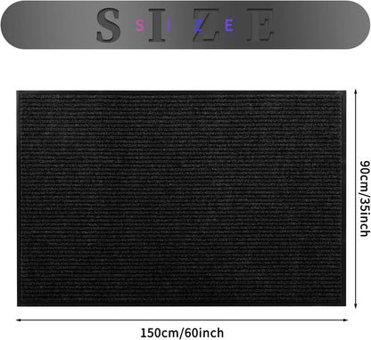 fani Heavy Duty Large Outdoor Indoor Entrance Black Doormat Waterproof Low Profile Entrance Rug Front Door Mat Patio Anti-Skid Rubber Back, 35x60 inch (Black)