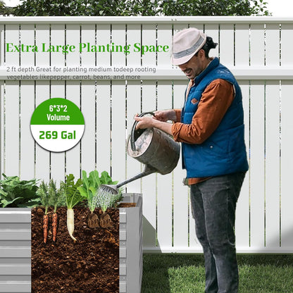 6x3x2 ft Raised Garden Bed, Large Metal Planter Raised Beds, Planters for Outdoor Plants for Vegetables, Flowers, Herbs, Fruits, and Succulents.(4 Pcs)