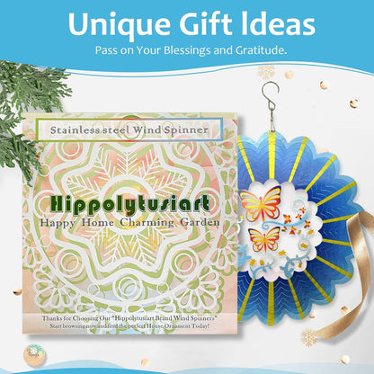 Butterfly Wind Spinner Hanging,12In 3D Wind Spinners Outdoor Butterfly Gifts for Women Mom Grandma Wife Father,Mandala Wind Spinner Garden Decorations Yard Art Christmas Ornament