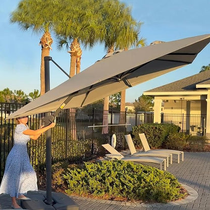 PURPLE LEAF 8' X 10' Left-right Tilting Outdoor Patio Umbrella Swivel Offset Cantilever Heavy Duty Rectangle Aluminu Umbrella with UV Resistant for Deck Pool Patio Backyard, Graphite Grey