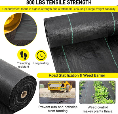 Doniks 13x65ft Driveway Fabric,5OZ Commercial Heavy Duty Weed Barrier Fabric, Garden Landscape Fabric,French Drain Fabric for Erosion Control,Landscape Fabric,Weed Barrier,Construction Projects