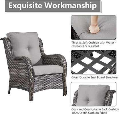 Rilyson Wicker Patio Furniture Sofa Set - 7 Piece Rattan Outdoor Patio Sectional Conversation Sets with 2 Sofa,2 Armrest Chairs,1 Coffee Table and 2 Ottomans for Porch Deck Garden(Mixed Grey/Grey)