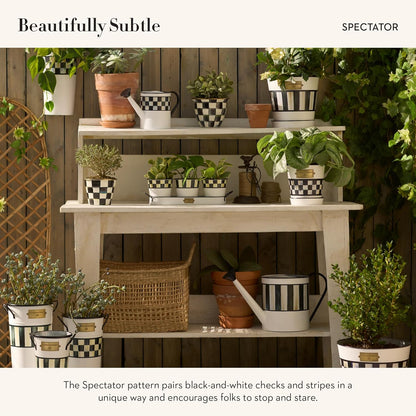 MACKENZIE-CHILDS Galvanized Herb Pots with Tray, Metal Herb Planters, Set of 3, Spectator