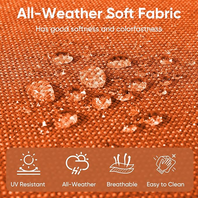 Outdoor Wicker Chair Cushions 2 Packs - Outside High Back Thick Water-Resistant Cushion 22x24 with Zipper Cover for Patio Glider Rocking Chairs Loveseat Couch – Orange/Buckle