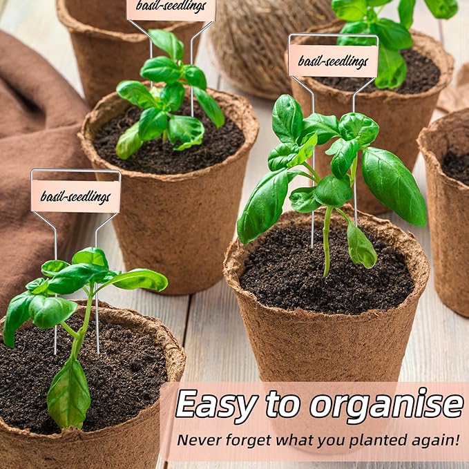 32 Pack 10 Inch Silver Copper Metal Plant Labels, Garden Stake Tags, Reusable Waterproof Planting Markers