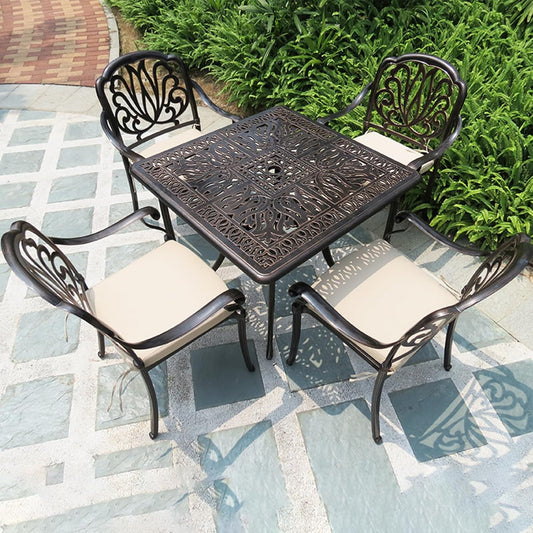 Outdoor Table Cast Aluminum Square Patio Table with Umbrella Hole All Weather Outdoor Dining Tables for Lawn Garden Backyard (90 * 90cm YLSB Square Tables)