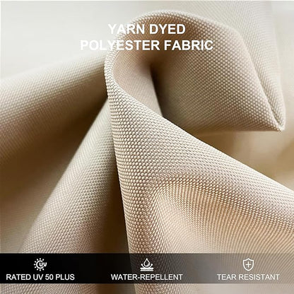 PURPLE LEAF 12 FT Cantilever Patio Umbrellas with Base Included, Large Square Offset Umbrella with 360° Rotation, Outdoor Aluminum Pool Umbrella for Pool Lawn Garden, Beige