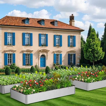 3 Pack 8x4FT Galvanized Raised Garden Bed Outdoor,Metal Garden Bed for Vegetables,Steel Raised Beds for Gardening,Above Ground Garden Box for Flower